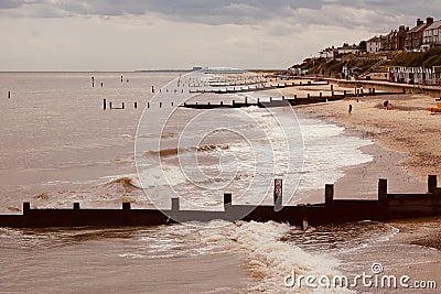 3 July 2023 - Southwold, Suffolk, UK: Editorial image of beach at Southwold Editorial Stock Photo