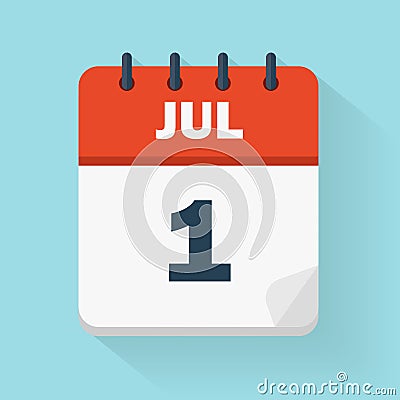 July 1st. Daily calendar icon in vector format. Stock Photo