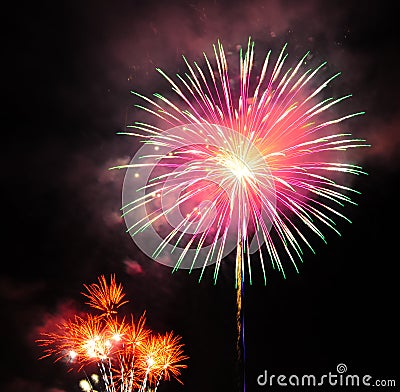 July 4th Fire Works Stock Photo