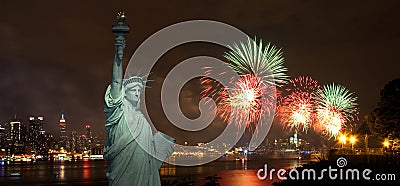 The July 4th firework over Hudson River Stock Photo