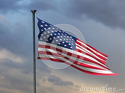 July 4th Banner, American Flag 3D Render, USA ART Stock Photo