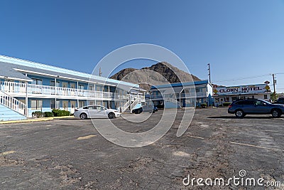 Clown Motel in Tonopah NV - Exterior and parking lot view of the Editorial Stock Photo