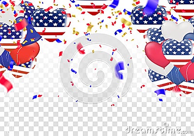 4 of July USA Independence Day. Abstract holiday celebration vector white background Vector Illustration