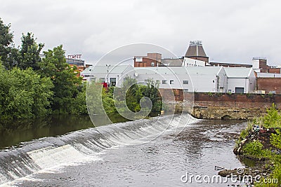 The weir on the River Don at Furnival Road Sheffield Editorial Stock Photo