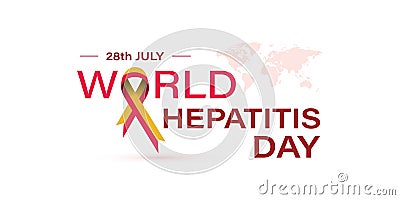 28 july world hepatitis day. Red, yellow ribbon. vector illustration. Medical solidarity day concept. Vector Illustration