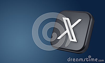 July, 2023. X.com Social Media App Logo on dark blue background 3D illustration Editorial Stock Photo