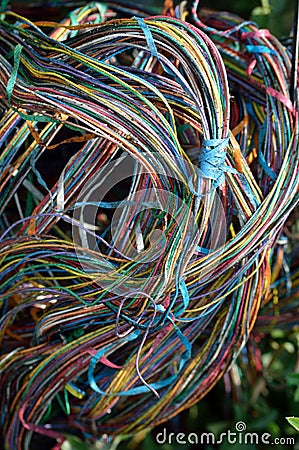 Jumble of exposed utility box muddy and dirty wires vertical Stock Photo