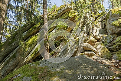 A jumble of tilted rocks Stock Photo