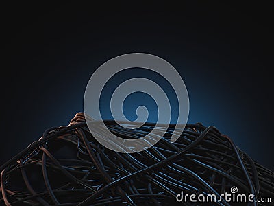 Jumbled Electrical Cables Pile Stock Photo