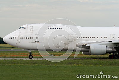 Jumbo jet airplane taxiing Stock Photo