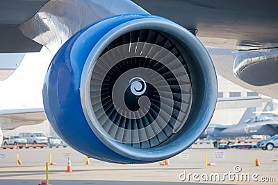 Jumbo Jet Engine Closeup Stock Photo