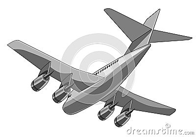 Jumbo jet plane worm view Vector Illustration