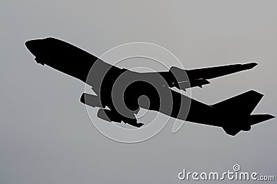 Jumbo jet silhouette Stock Photo