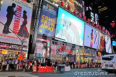 Big Apple Broadway lit up at night Editorial Stock Photo