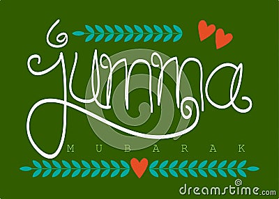 Jumma mubarak hand lettering calligraphy. Vector Illustration