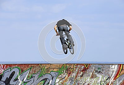Jump with a mountain bike Editorial Stock Photo
