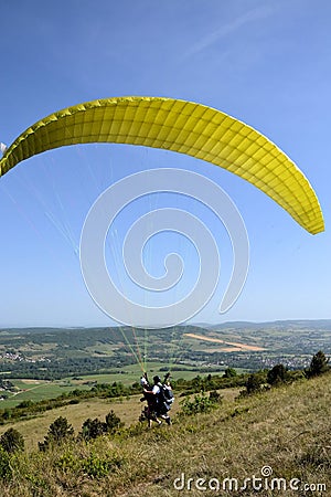 Jump with a parachute (parapant) Stock Photo