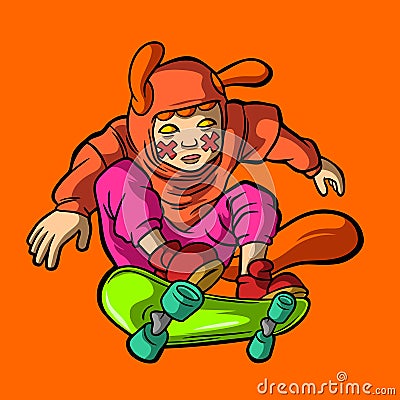 Jump on a skateboard hand drawn style Vector Illustration