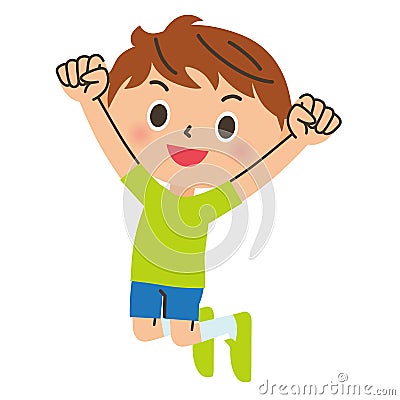 Jump up and down boy Vector Illustration