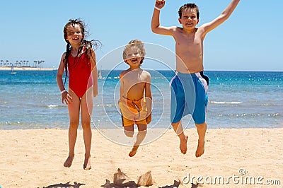 Jumping children Stock Photo