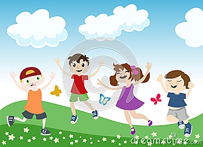 Jumping children illustration Vector Illustration