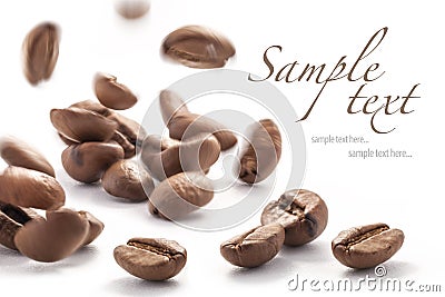 Jumping coffee beans Stock Photo