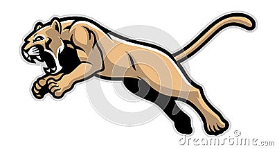 Jumping cougar mascot Vector Illustration