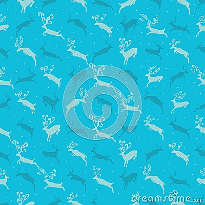 Jumping deer small symmetry seamless pattern Vector Illustration