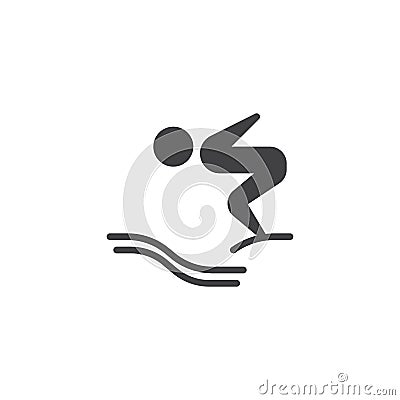 Jumping from a dive board into the water vector icon Vector Illustration