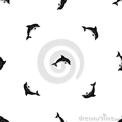 Jumping dolphin pattern seamless black Vector Illustration