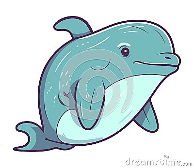 Jumping dolphin, smiling and playful underwater fun Vector Illustration