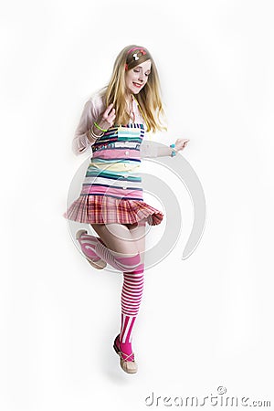 Jumping girl Stock Photo