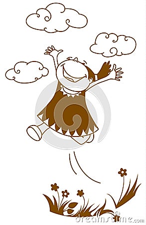 Jumping girl Vector Illustration