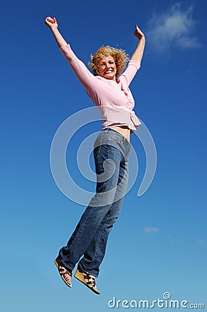 Jumping girl Stock Photo