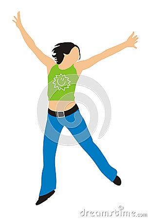 Jumping girl Cartoon Illustration