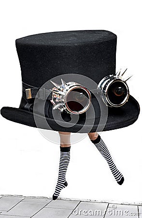 Jumping hat with striped socks Stock Photo