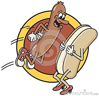 Jumping Hot-dog Vector Illustration