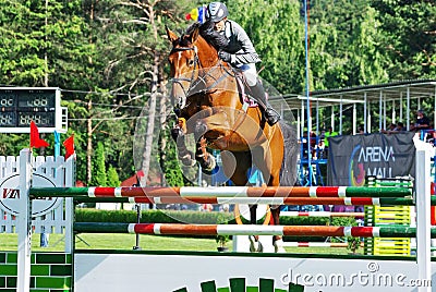Jumping hurdle event Editorial Stock Photo