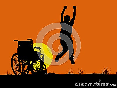 Jumping invalid Stock Photo