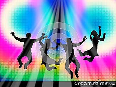 Jumping Joy Represents Light Burst And Happy Stock Photo