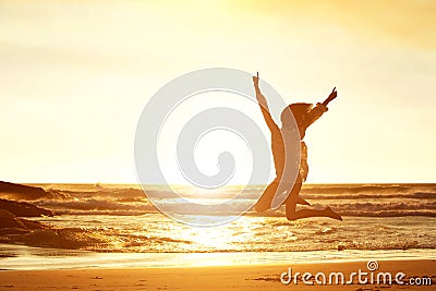 Jumping for joy Stock Photo