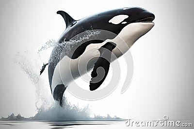 Jumping killer whale & x28;Orcinus orca& x29; on a white background Stock Photo