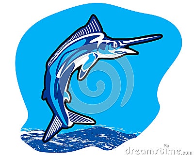 Jumping marlin fish Vector Illustration