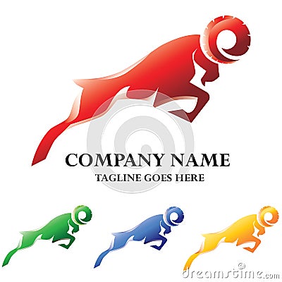 Jumping Modern Silhouette Ram Vector Logo Vector Illustration