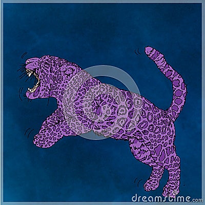 Jumping panther, purple color Stock Photo