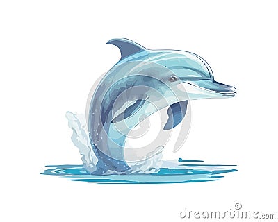 Jumping playful dolphin, smiling aquatic mammal Vector Illustration