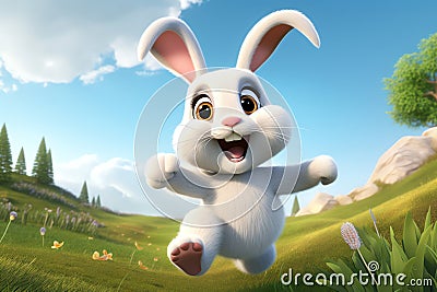 jumping rabbit, AI generated Stock Photo