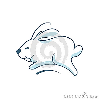 Jumping Rabbit Bunny Cony Hare Happy Funny Cute Vector Illustration