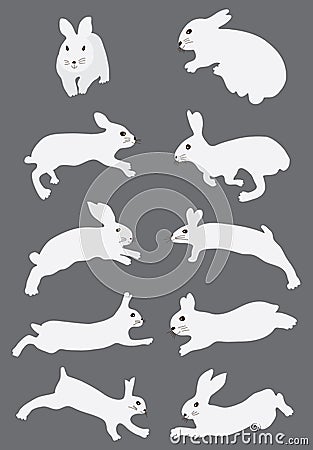 Jumping rabbit set Vector Illustration