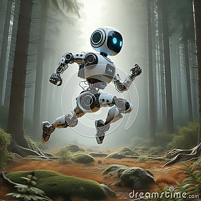 Jumping Robot A robot capable of jumping and leaping for tass s Stock Photo
